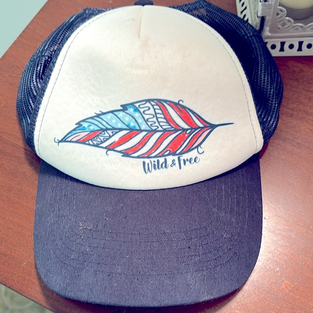 Wild and free navy hat with feather